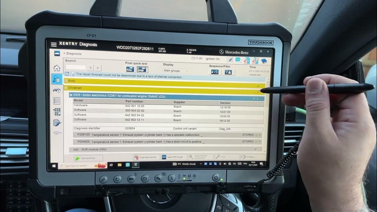 MB Xentry Diagnostics software used to code a car module.